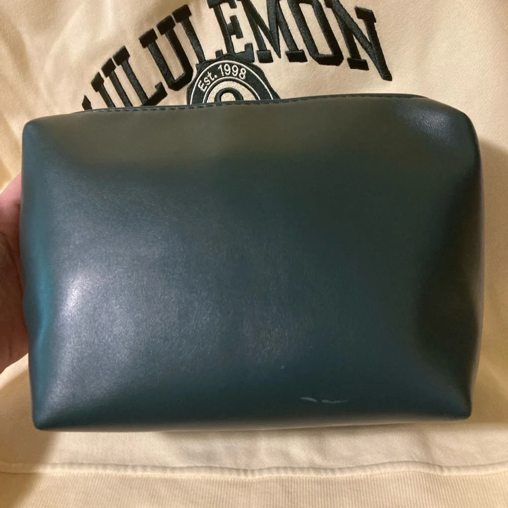 Anthropologie Emerald Green Cosmetic Pouch with Gold Zipper Used Excellent - Picture 5 of 8